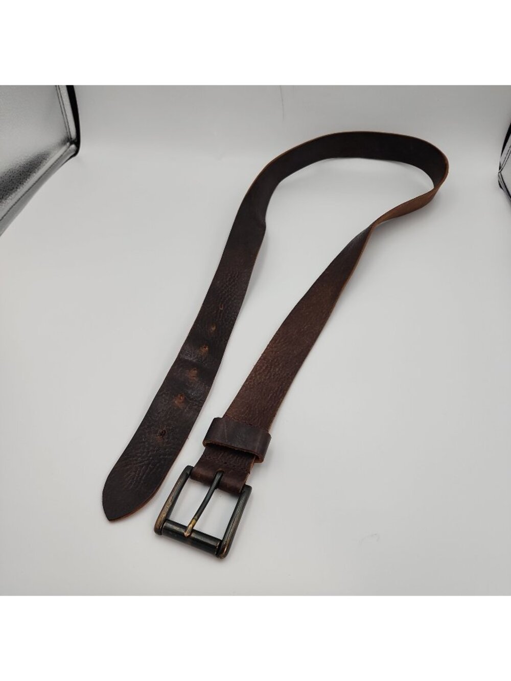 Vintage Men's Brown Leather Belt 40-46" Brass Buckle